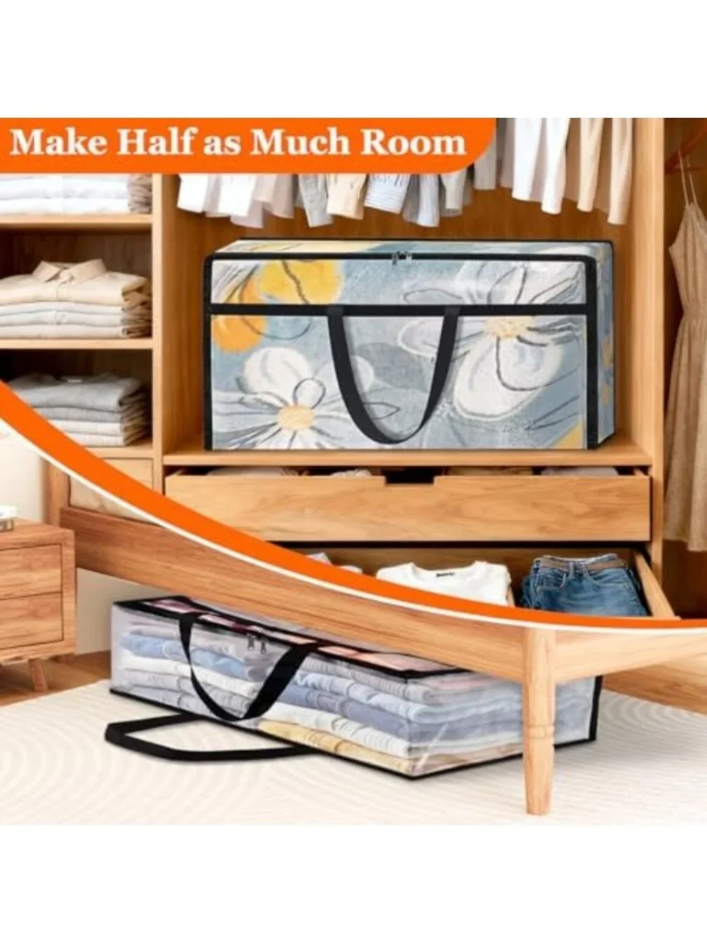 8 Pack Clear Storage Bags for Comforters & Bedding - 90L Space Saver Organizers